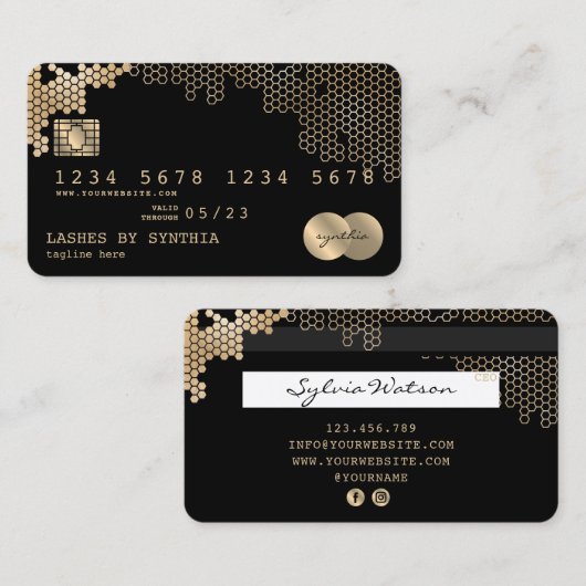 Credit Kaart Gouden Honingraat vrouwelijk Visitekaartje (Voorkant / Achterkant)