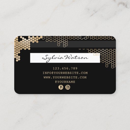 Credit Kaart Gouden Honingraat vrouwelijk Visitekaartje (Achterkant)