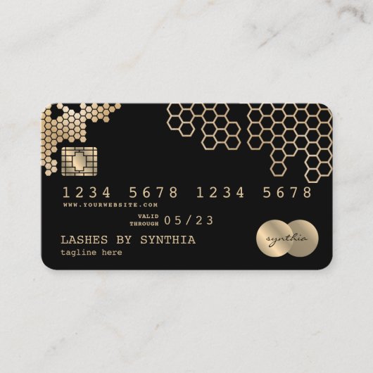 Credit Kaart Gouden Honingraat vrouwelijk Visitekaartje (Voorkant)