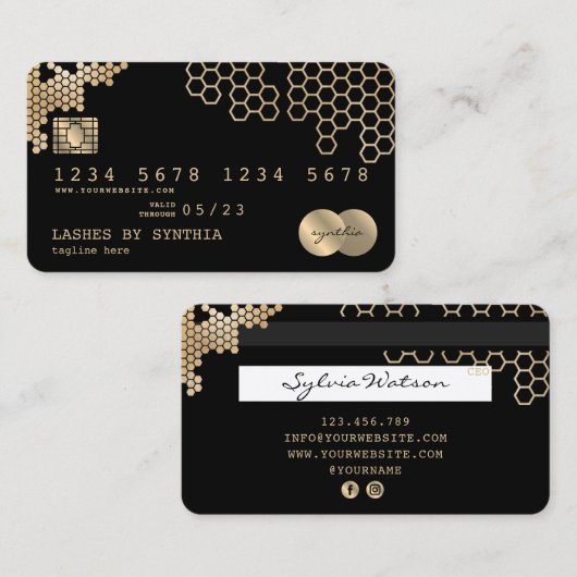 Credit Kaart Gouden Honingraat vrouwelijk Visitekaartje (Voorkant / Achterkant)