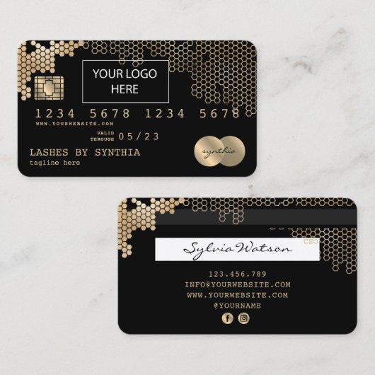 Credit Kaart Gouden Honingraat vrouwelijke logo Visitekaartje (Voorkant / Achterkant)