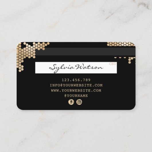 Credit Kaart Gouden Honingraat vrouwelijke logo Visitekaartje (Achterkant)