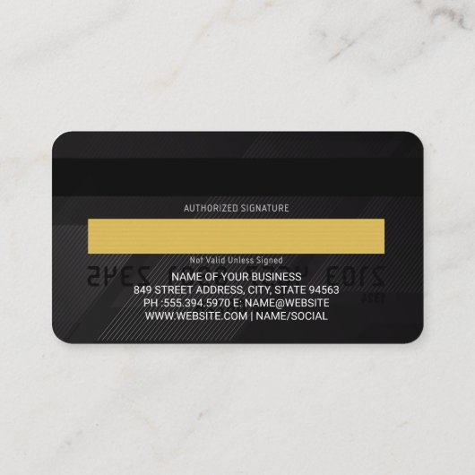 credit Kaart | Gouden zwarte slanke lijnen Visitekaartje (Achterkant)