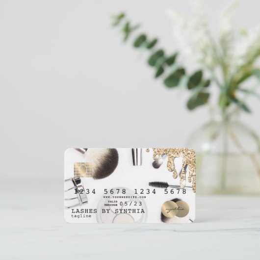 Credit Kaart Make-up Artist gouden druppels Visitekaartje (Staand voorkant)