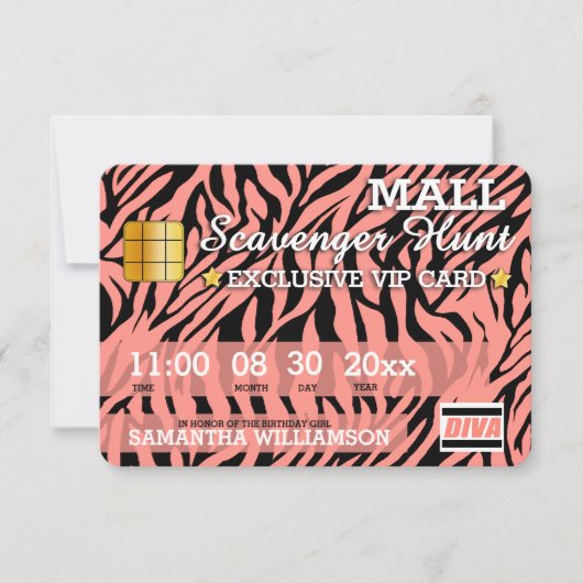 Credit Kaart Mall Scavenger Hunt Party Invitation (Voorkant)