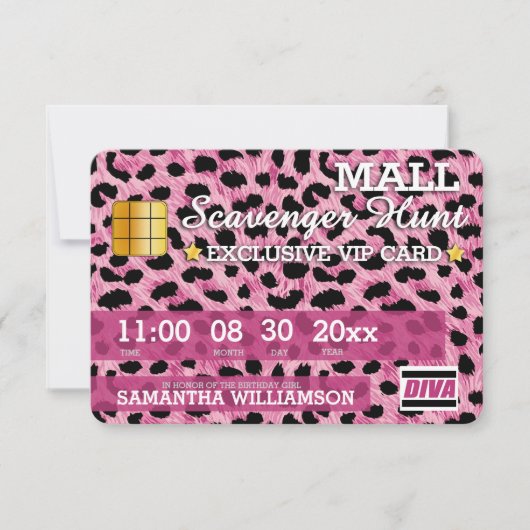 Credit Kaart Mall Scavenger Hunt Party Invitation (Voorkant)