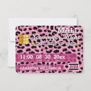 Credit Kaart Mall Scavenger Hunt Party Invitation