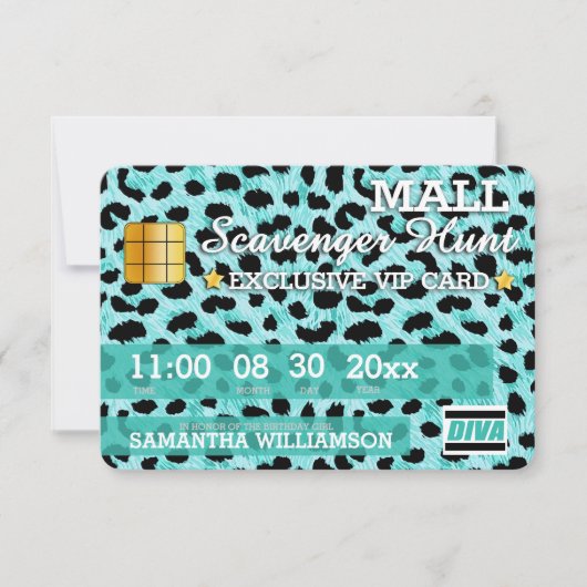 Credit Kaart Mall Scavenger Hunt Party Invitation (Voorkant)