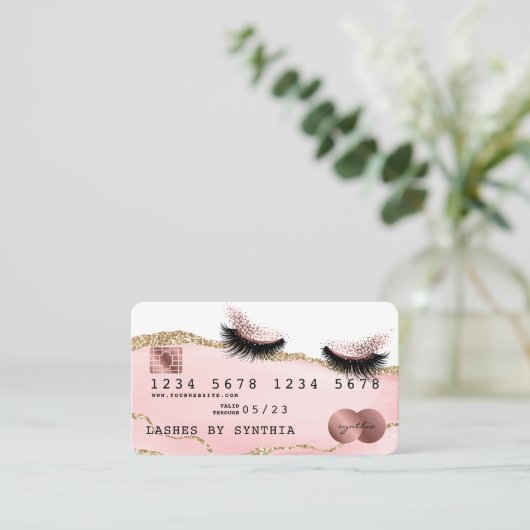Credit Kaart met lege roze roze roze lange streepj Visitekaartje (Staand voorkant)