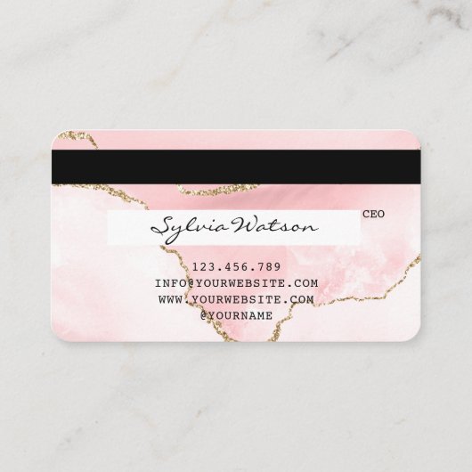 Credit Kaart met lege roze roze roze lange streepj Visitekaartje (Achterkant)