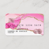 Credit Kaart met Roze Agate Gold Makeup Visitekaartje (Voorkant)