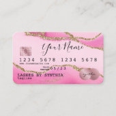 Credit Kaart met Roze Agate Gold Makeup Visitekaartje (Voorkant)