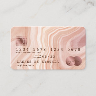 Credit Kaart Modern Dusty Pink Marble Make-up Arti Visitekaartje