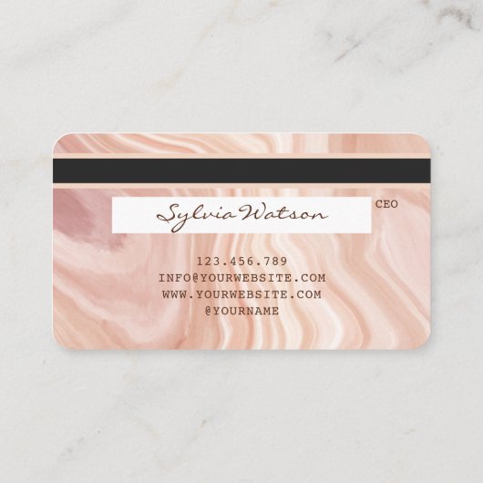 Credit Kaart Modern Dusty Pink Marble Make-up Arti Visitekaartje (Achterkant)
