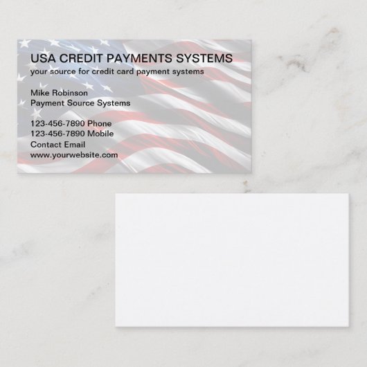 Credit Kaart Payment Systems Rep Visitekaartje (Voorkant / Achterkant)