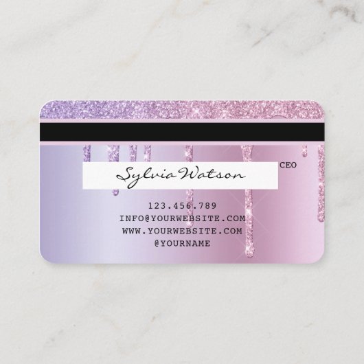 Credit Kaart Roos Gold Dripping Gold voeg uw logo  Visitekaartje (Achterkant)