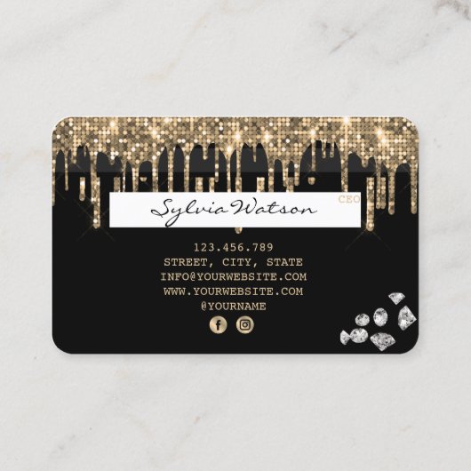 Credit Kaart Stipletting Gold diamanten Visitekaartje (Achterkant)