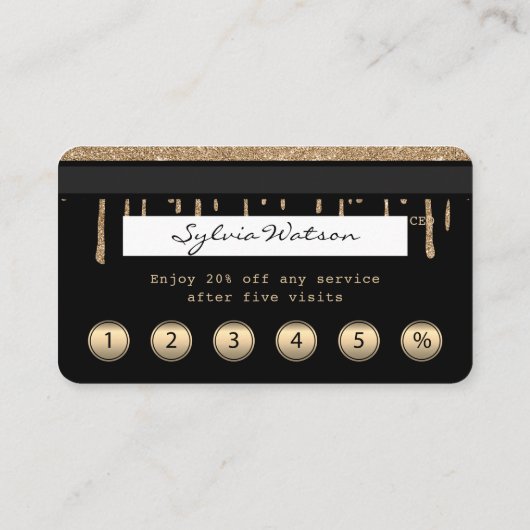 Credit Kaart Stipletting Gold loyalty-kaart Visitekaartje (Achterkant)