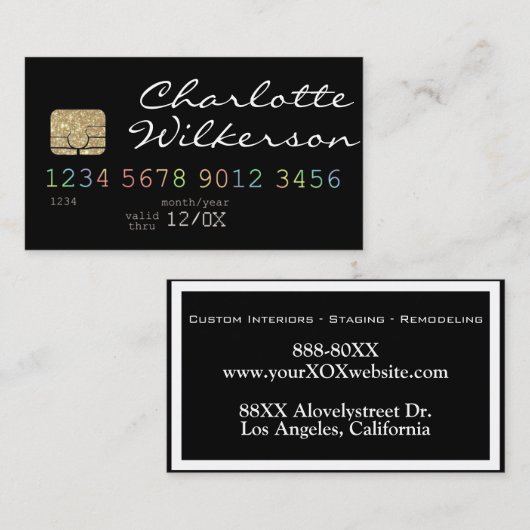 Credit Kaart Style Rainbow Zwart en Wit Visitekaartje (Voorkant / Achterkant)