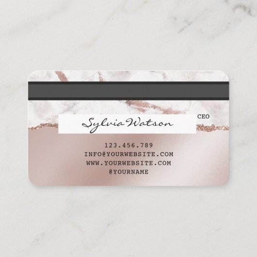 Credit Kaart Style RoseGold Hair Stylist Gescheurd Visitekaartje (Achterkant)