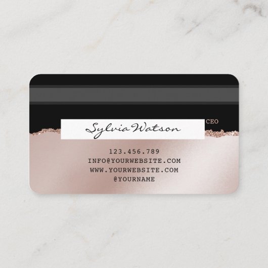 Credit Kaart Style RoseGold Hair Stylist Gescheurd Visitekaartje (Achterkant)