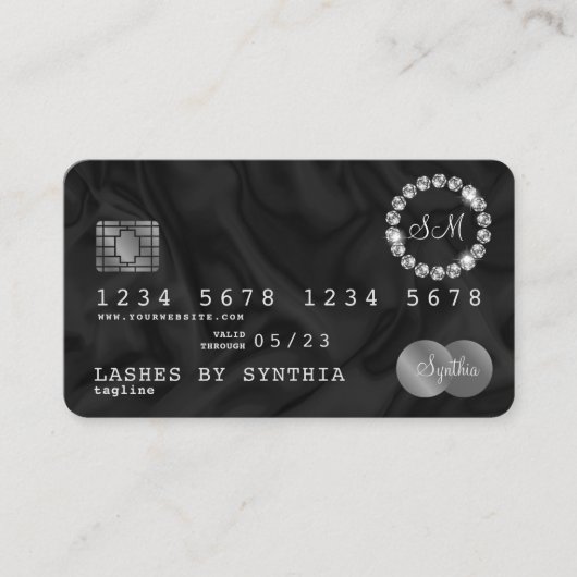Credit Kaart Style Silver Diamond monogram Visitekaartje (Voorkant)
