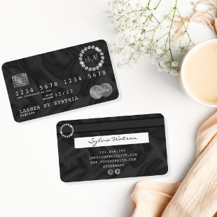 Credit Kaart Style Silver Diamond monogram Visitekaartje