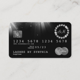 Credit Kaart Style Silver Diamond monogram Visitekaartje