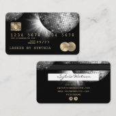 Credit Kaart Style Silver Disco Ball Glittering ja Visitekaartje (Voorkant / Achterkant)