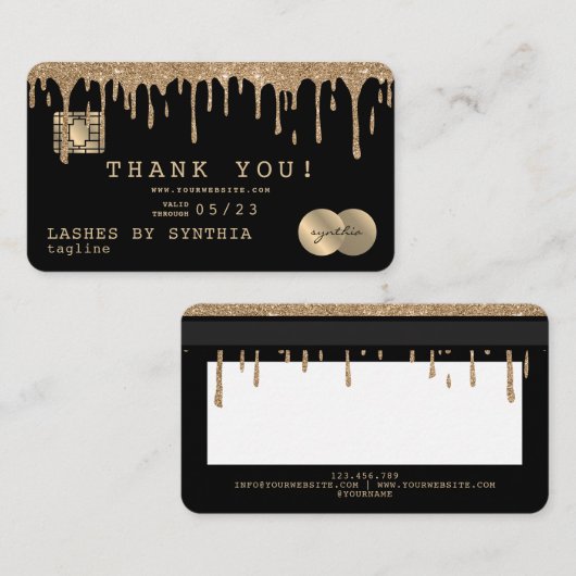 Credit Kaart Styled Bedankt Dripping Gold Visitekaartje (Voorkant / Achterkant)