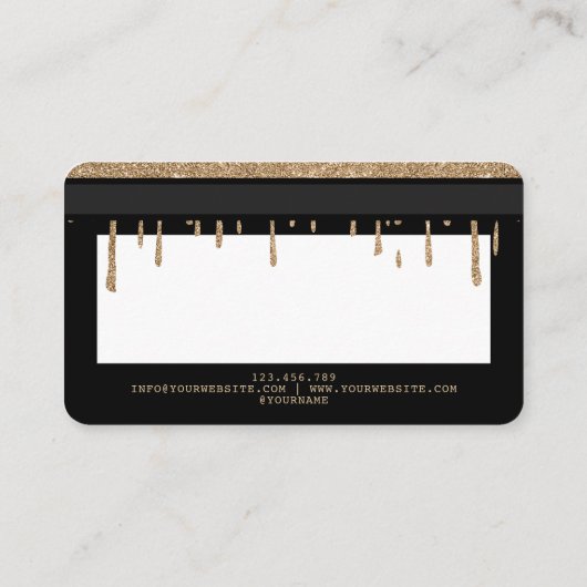 Credit Kaart Styled Bedankt Dripping Gold Visitekaartje (Achterkant)