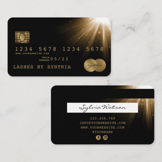 Credit Kaart styled Black Gold Visitekaartje (Voorkant / Achterkant)
