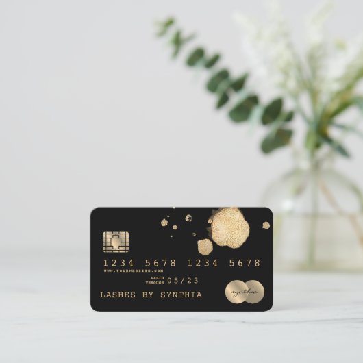 Credit Kaart styled Black Gold Visitekaartje (Staand voorkant)