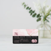 Credit Kaart Styled Black Marble blush roze agaat Visitekaartje (Staand voorkant)