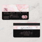 Credit Kaart Styled Black Marble blush roze agaat Visitekaartje (Voorkant / Achterkant)
