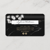 Credit Kaart Styled Black Marble Diamonds Visitekaartje (Achterkant)