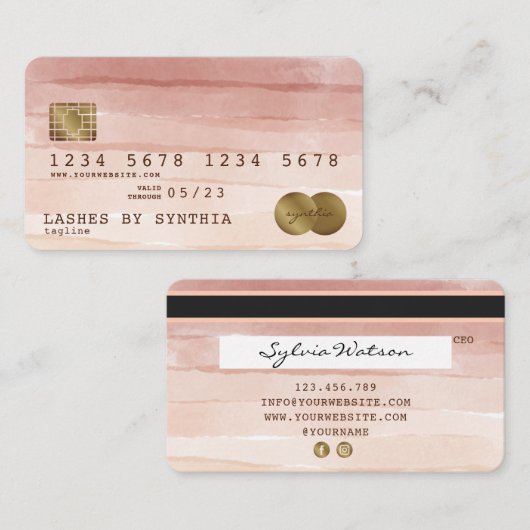 Credit Kaart Styled Dripping Gold Dusty roos Visitekaartje (Voorkant / Achterkant)