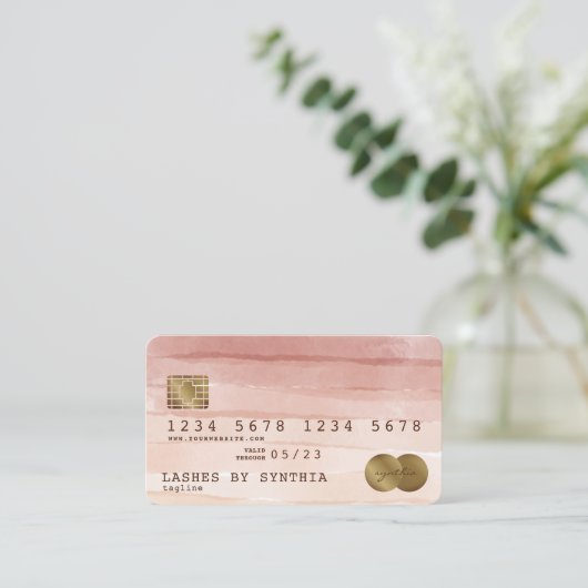 Credit Kaart Styled Dripping Gold Dusty roos Visitekaartje (Staand voorkant)