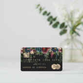 Credit Kaart Styled Dripping Gold Floral Visitekaartje (Staand voorkant)