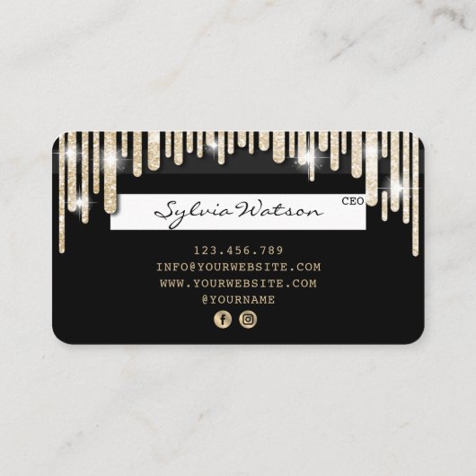 Credit Kaart Styled Dripping Gold glitter Visitekaartje (Achterkant)