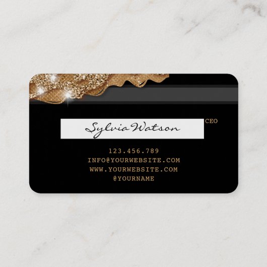 Credit Kaart Styled Dripping Gold Hair Stylist Visitekaartje (Achterkant)