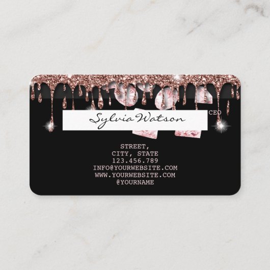 Credit Kaart Styled Dripping Roos Gold Diamonds Visitekaartje (Achterkant)