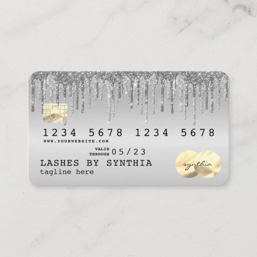 Credit Kaart Styled Dripping Silver Loyalty Card Visitekaartje (Voorkant)