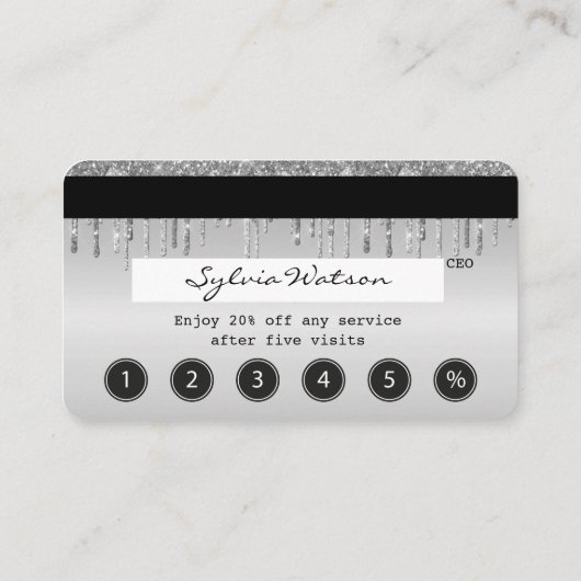 Credit Kaart Styled Dripping Silver Loyalty Card Visitekaartje (Achterkant)