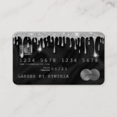 Credit Kaart Styled Dripping Silver Silk Visitekaartje (Voorkant)