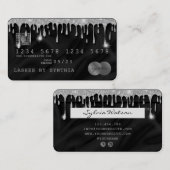 Credit Kaart Styled Dripping Silver Silk Visitekaartje (Voorkant / Achterkant)