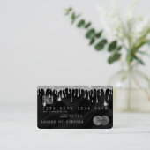 Credit Kaart Styled Dripping Silver Silk Visitekaartje (Staand voorkant)
