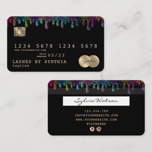 Credit Kaart Styled Dripping Unicorn zeemeermin Visitekaartje (Voorkant / Achterkant)