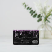 Credit Kaart Styled Dripping Violet Silk Visitekaartje (Staand voorkant)