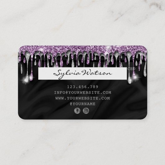 Credit Kaart Styled Dripping Violet Silk Visitekaartje (Achterkant)